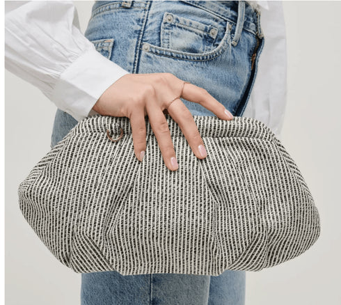 Sadie Clutch - Urban Expressions - Black/White Stripe